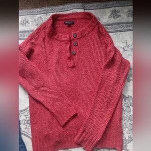 Red Button-Up Sweater